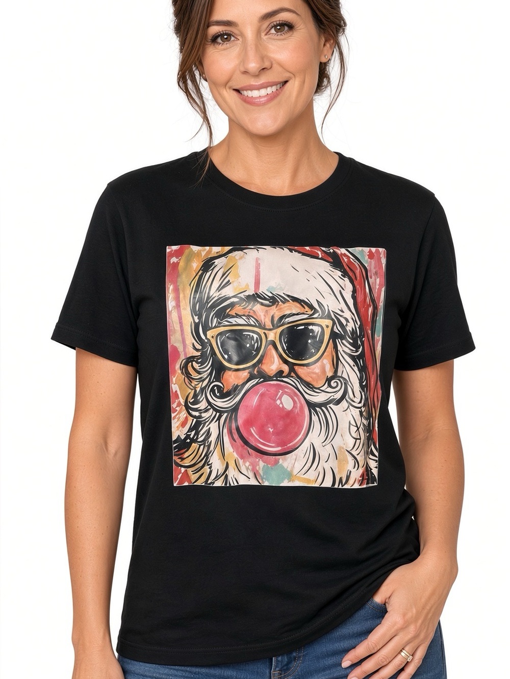 NWT Santa Bubblegum Sunglasses Christmas Graphic Tee